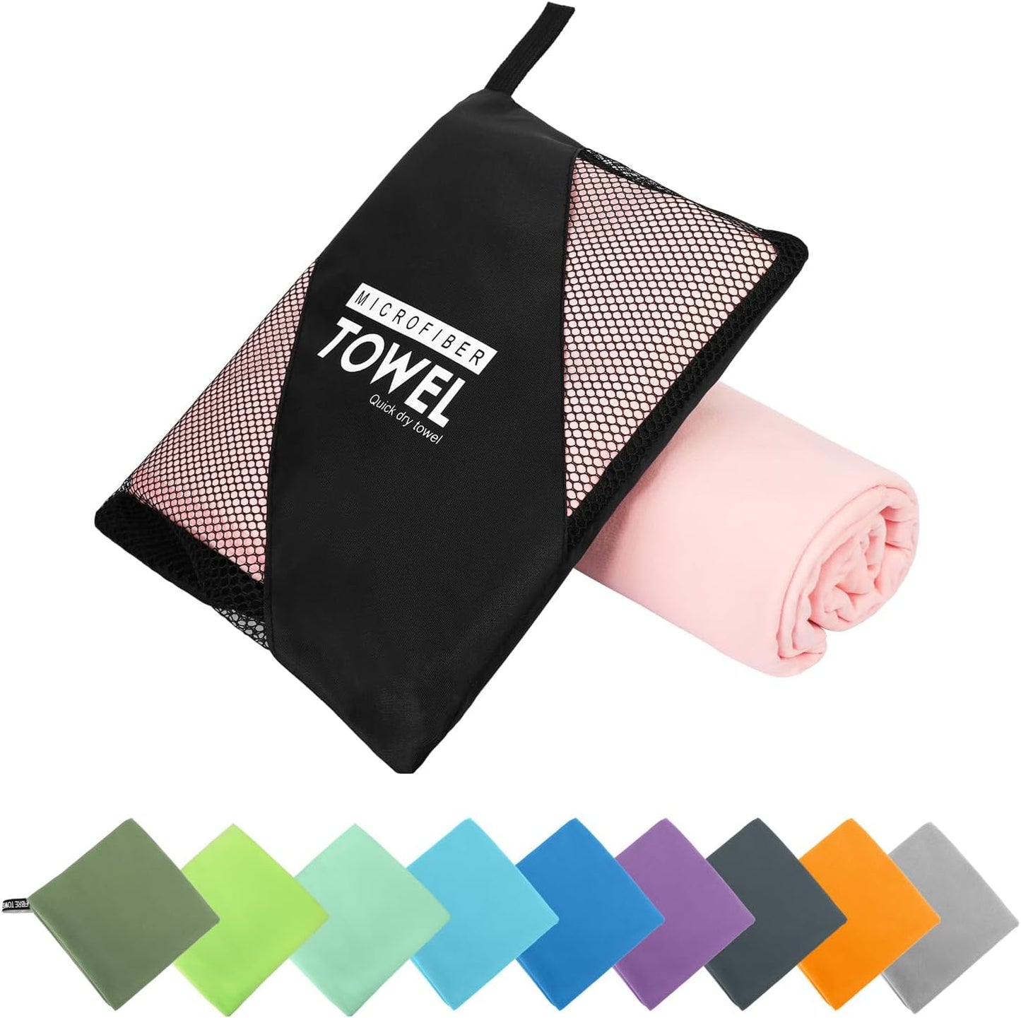Microfiber Travel Towel, Soft Lightweight Quick Dry Towel, Super Absorbent Compact Travel & Sports & Beach Towels for Camping, Backpack, Gym, Swimming, Yoga, Hiking (XS:12"×24" -Pink)