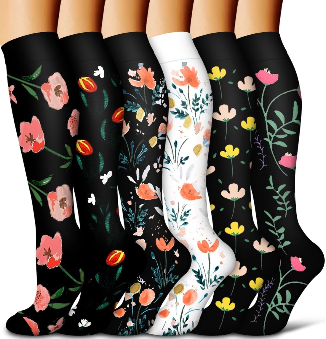 Copper Compression Socks for Women and Men(6 Pairs)-Best Support for Running, Athletic, Nursing, Travel