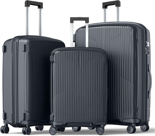 Nazhura Luggage Set, 3-Piece Hardside Suitcase Set, 20-inch Carry On, 24-inch, 28-inch Luggage