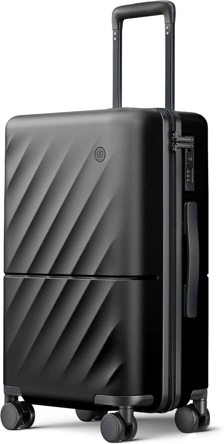 NINETYGO Carry On Suitcase, 20 Inch Carry-On Luggage with Double Spinner Wheels, Anti-Burst Zipper, Hard Case PC Suitcase Carry On, Lightweight Travel Luggage, TSA Approved (Onyx Black, Hudson)