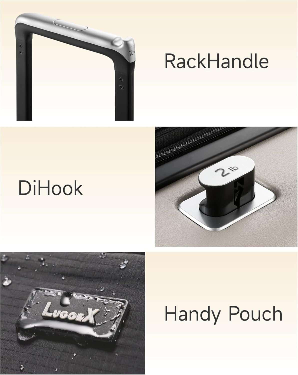 LUGGEX Carry On Luggage HUP3, Accelerate Access with DiHook, Handy Pouch, 20 inch Expandable Hard Shell Suitcases with Spinner Wheels (HX-Core, Nautical Blue)