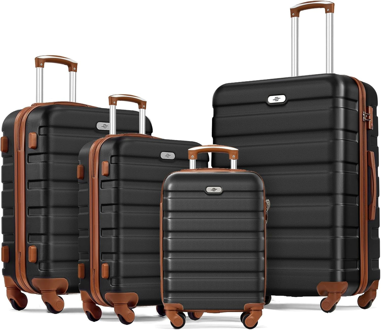 Suitour 4 Piece Luggage Set, Carry on Suitcase with ABS hardshell,Spinner Wheels & TSA Lock (16"/20"/24"/28")