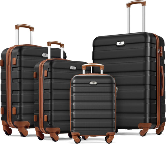 Suitour 4 Piece Luggage Set, Carry on Suitcase with ABS hardshell,Spinner Wheels & TSA Lock (16"/20"/24"/28")