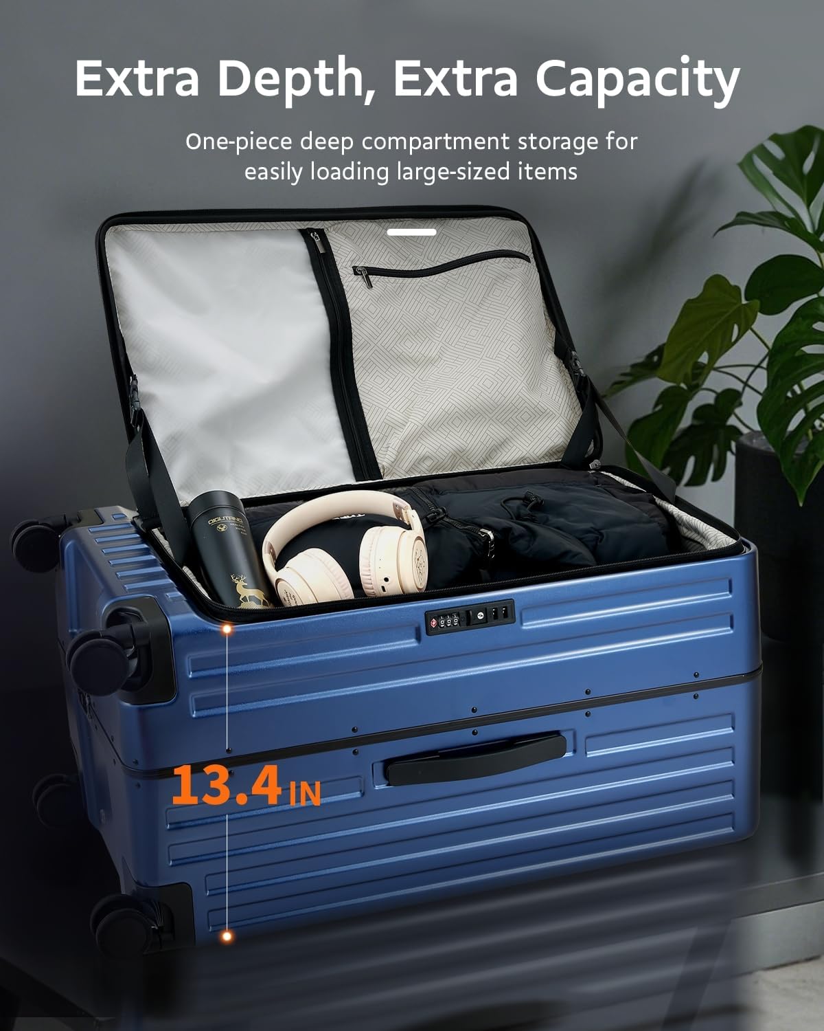Luggage Sets 2 Pieces, 20 Inch Carry On Luggage and 29 Inch Checked Luggage with Spinner Wheels, Lightweight ABS+PC Hardshell Trunk Suitcases with Aluminum Frame, Top Opening (Blue, 20/29)