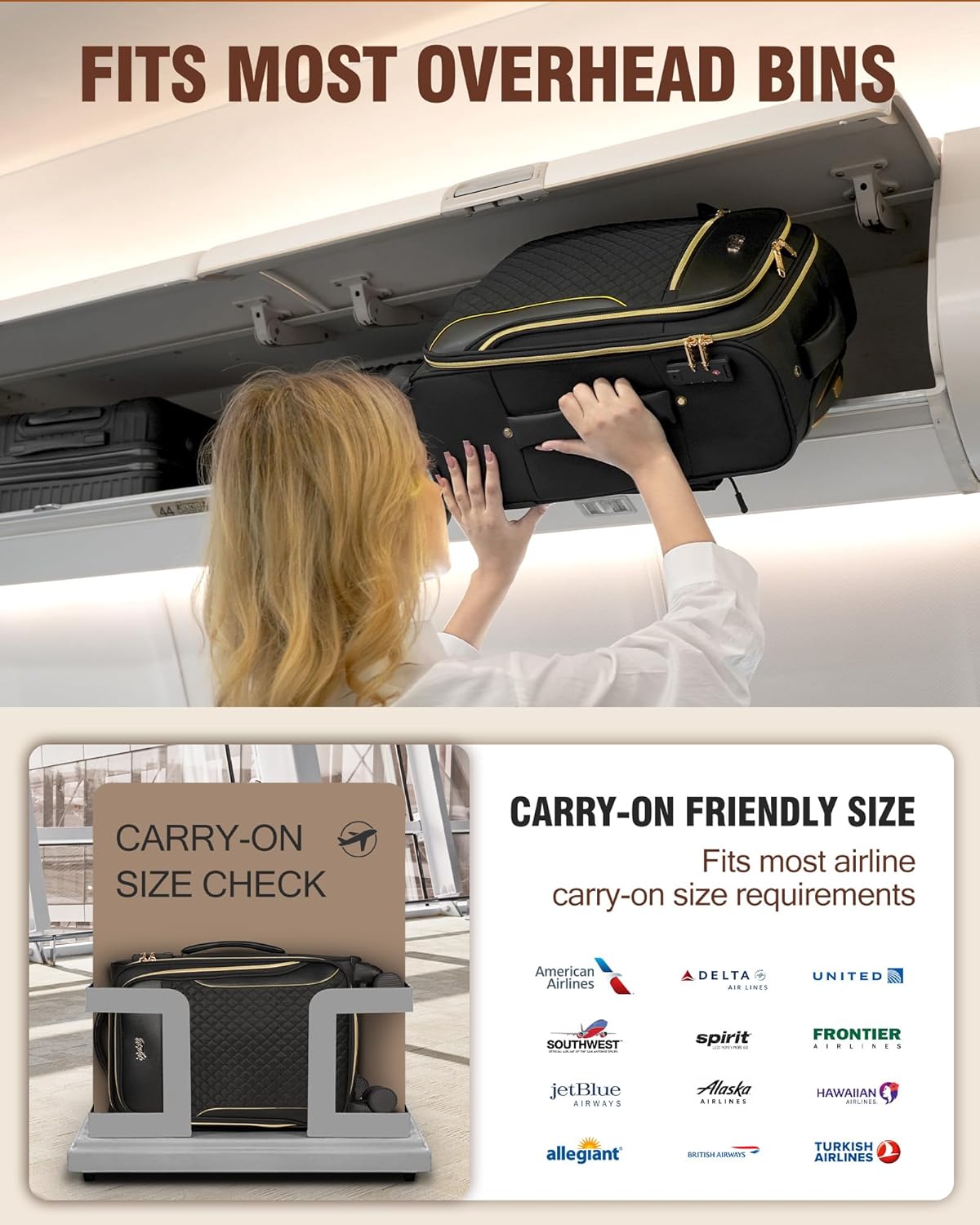 Carry On Luggage 22x14x9 Airline Approved, 20 Inch Softside Suitcase with 4 Pcs, Lightweight Luggage for Women with TSA Lock and 4 Spinner Wheels, Soft Side Carry-on Suitcases for Travel, Black