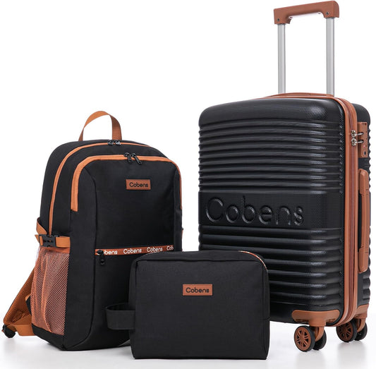 Carry on Luggage 22x14x9 Airline Approved, Suitcases with Wheels Hardshell, Lightweight Hardside Luggage Set with TSA Lock, 20Inch Black Carry on Suitcase