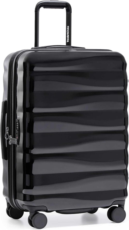 Traveler's Choice Edinburgh II Hardside Spinner Luggage with TSA Lock, Black, 25" Medium