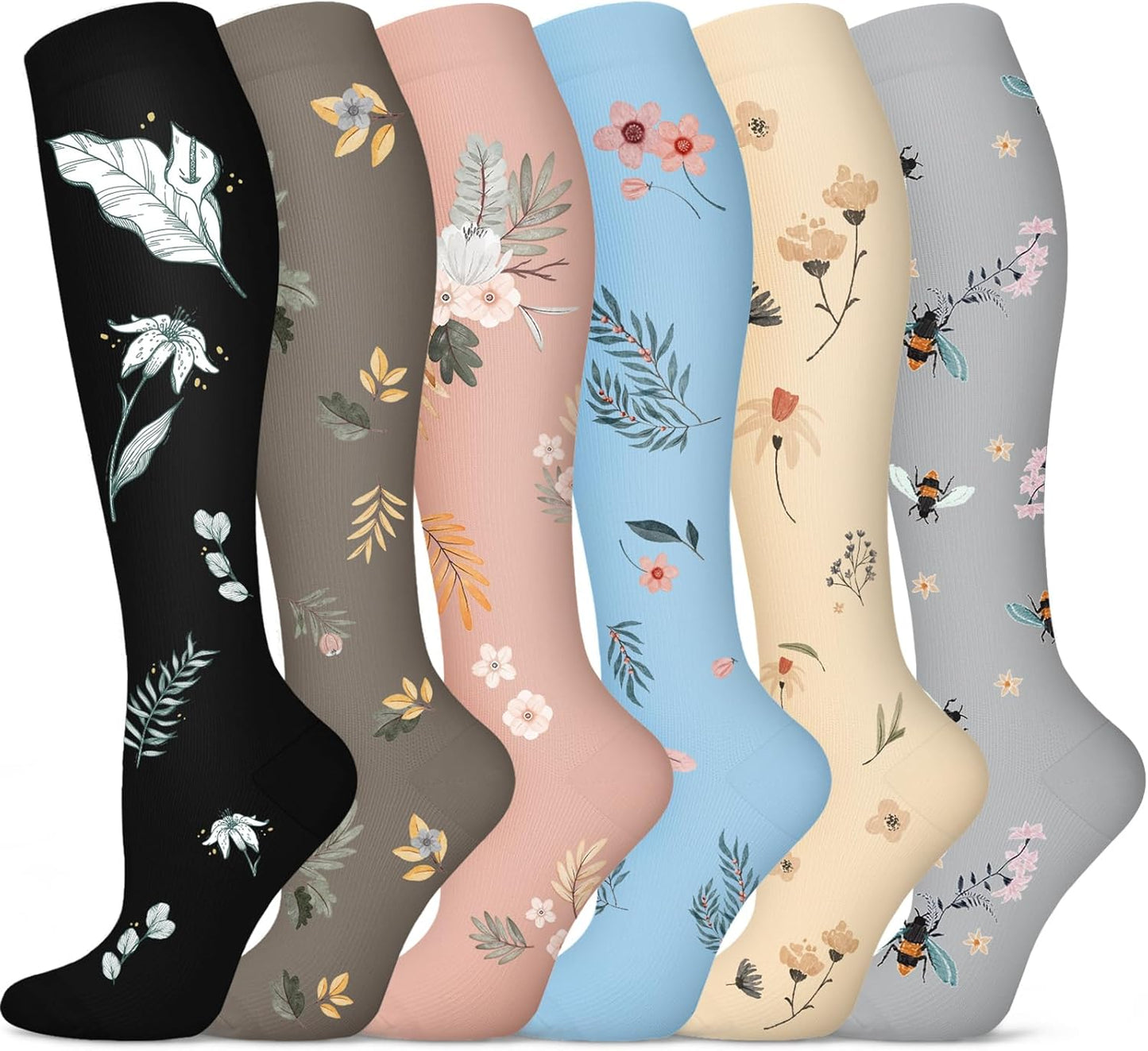 Graduated Compression Socks for Women&Men 20-30mmhg Knee High Socks Travel Hiking Running Stocking