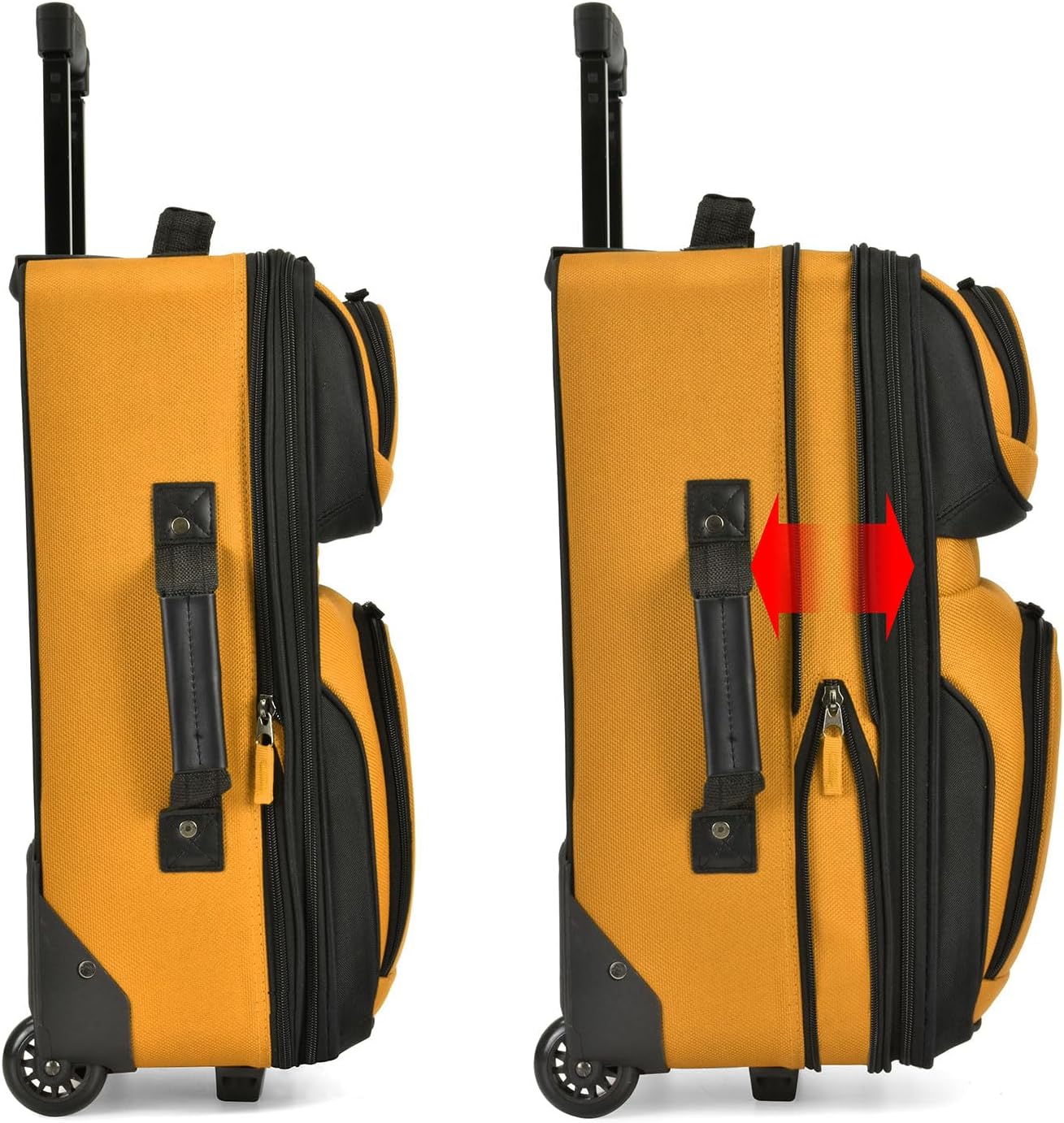 U.S. Traveler Lightweight Rolling 21" Carry On Luggage Softside Suitcase, Orange, 2-Wheel Single