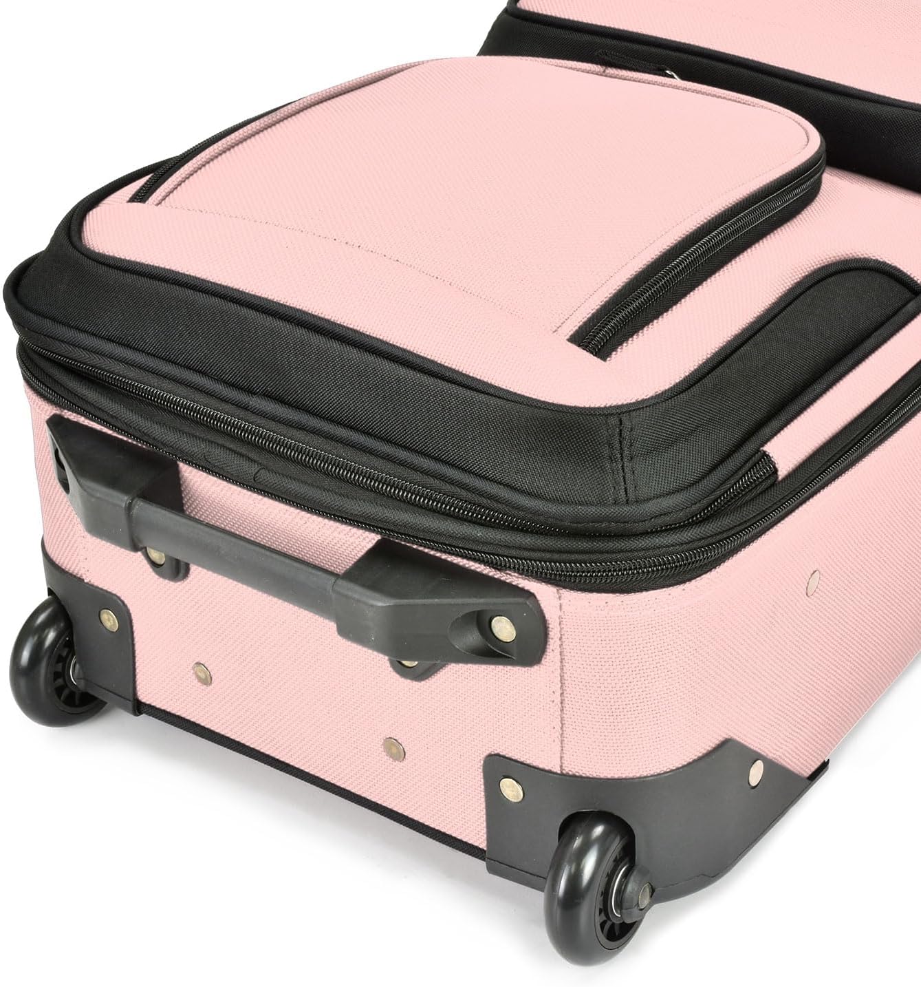U.S. Traveler Lightweight Rolling 20" Carry On Luggage Softside Suitcase, Pink, 2-Wheel Single