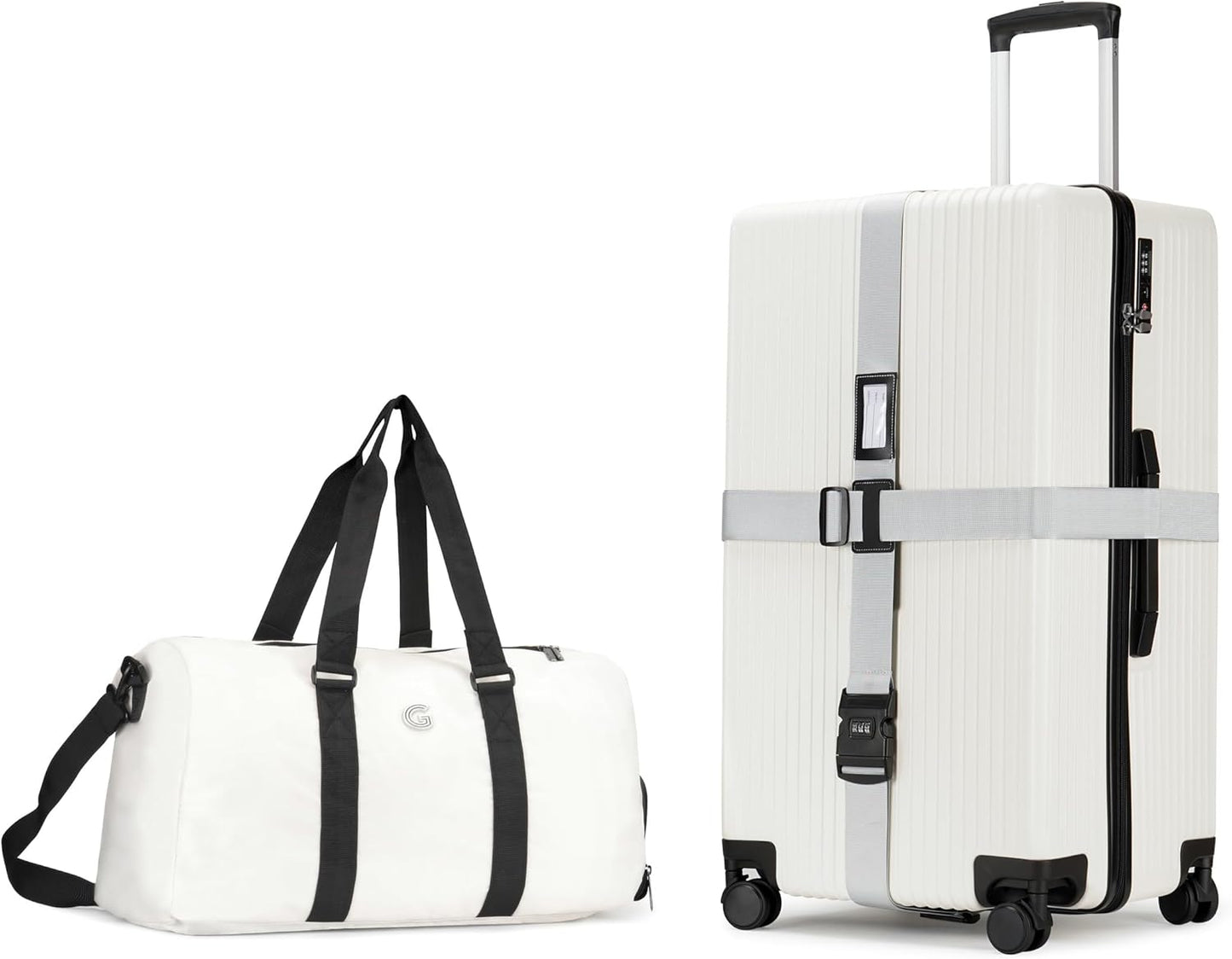 PRIMICIA ginzatravel Suitcase, 28 inch suitcase with wheel & Travel Bag & Suitcase Strap, Scratch resistant texture Lightweight PC material, TSA lock (Star Silver (combination))