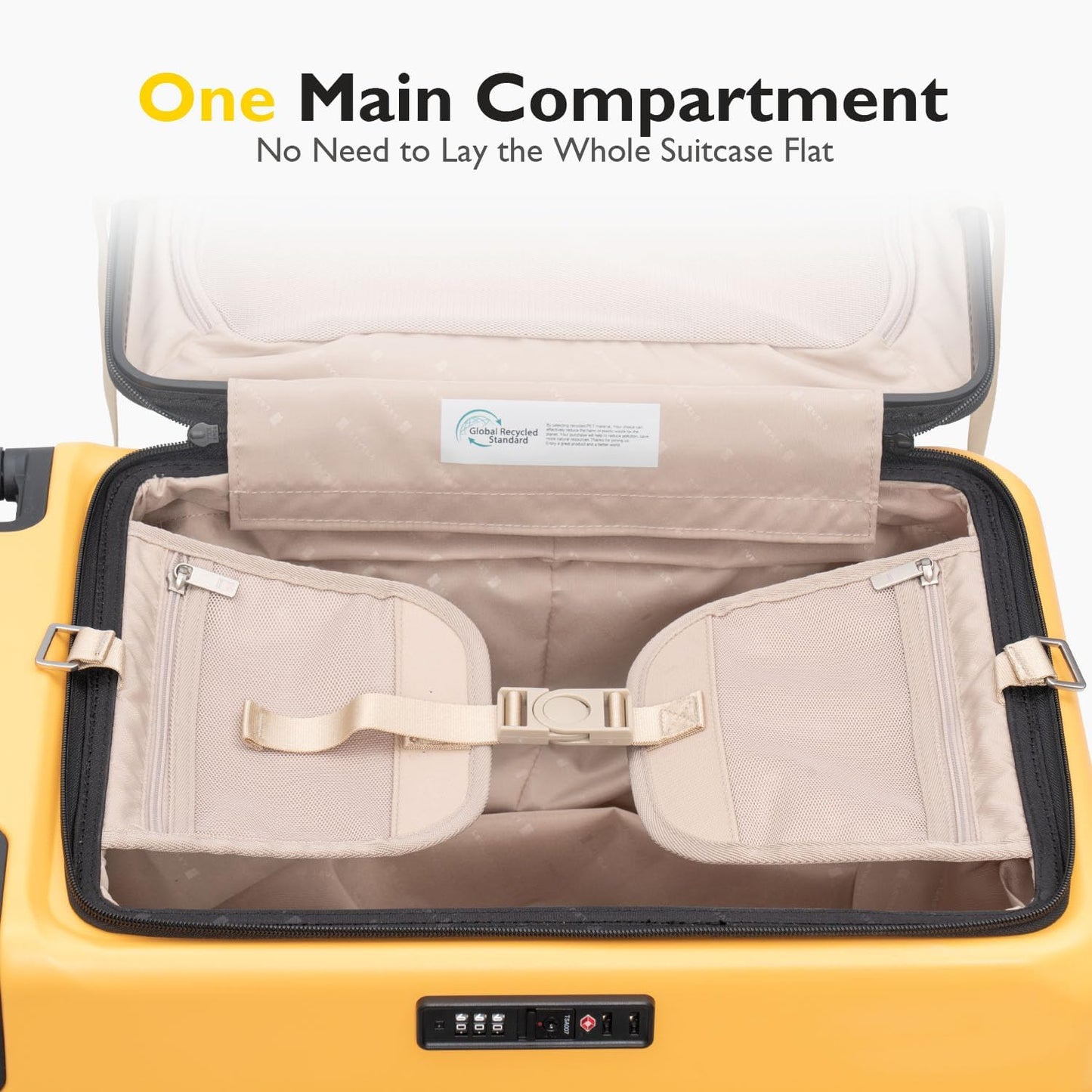 LEVEL8 Top Opening Carry on Luggage Hardshell, Large Suitcases with Wheels Airline Approved, Expandable Luggage with Spinner Wheel for Men Women, 20 Inch, Yellow