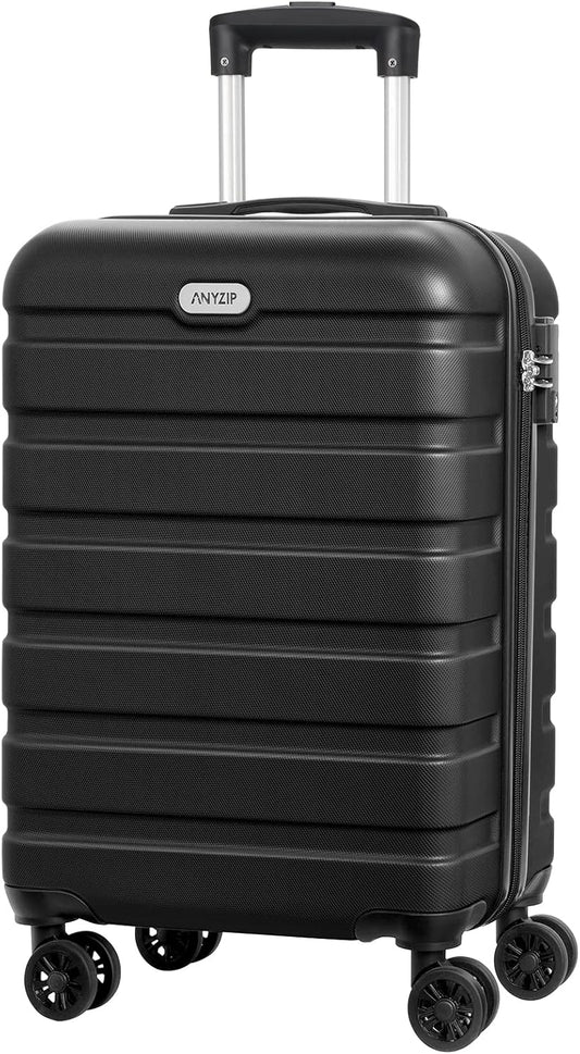 AnyZip Luggage PC ABS Hardside Lightweight Suitcase with 4 Universal Wheels TSA Lock Carry-On 20 Inch Black
