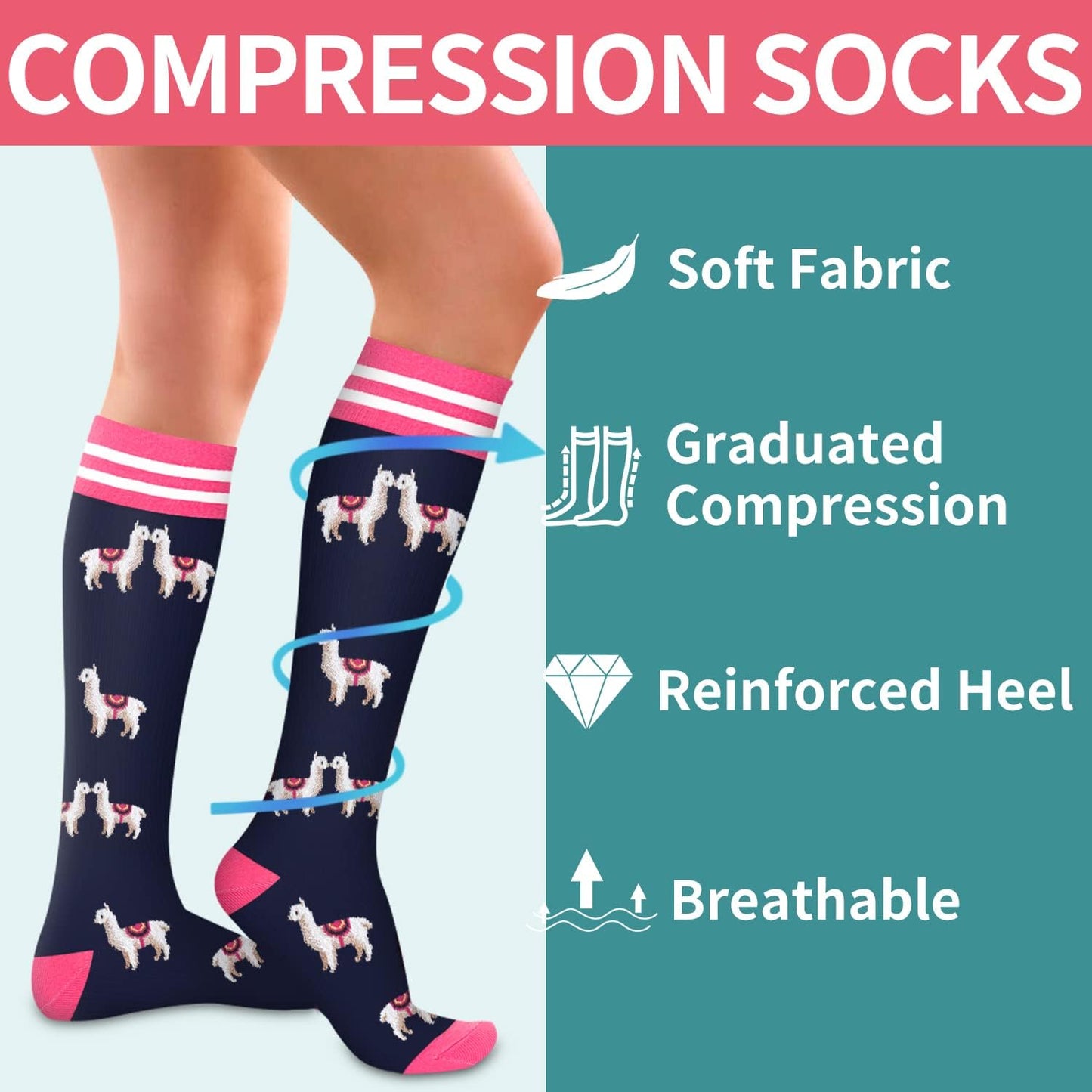 COOLOVER Compression Socks for Women and Men - Best for Circulation, Running, Athletic, Recover, Nurse, Travel