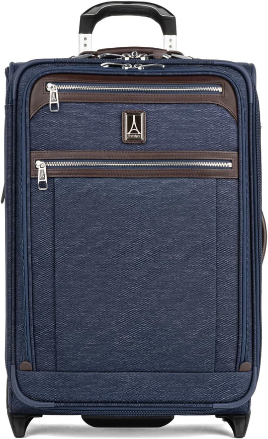 Travelpro Platinum Elite Softside Expandable Carry on Luggage, 2 Wheel Upright Suitcase, USB Port, Men and Women, True Navy, Carry On 22-Inch
