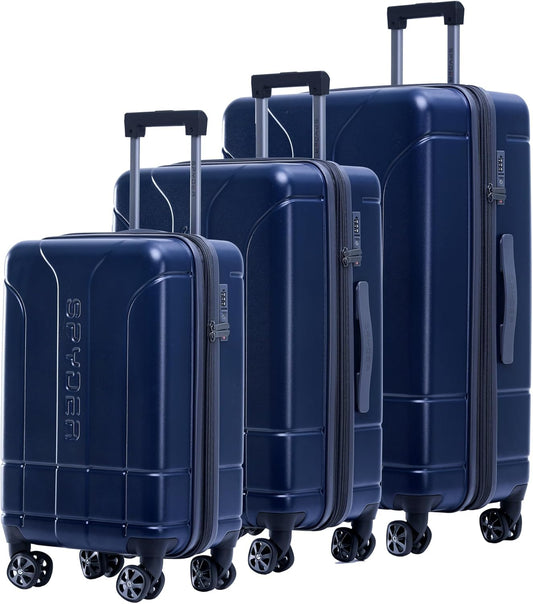 Spyder Carve 3 Piece Set with 360° Spinner Wheels, TSA Approved Lock, (20 Inch Carry On, 25 Inch Medium, 29 Inch Large) Navy