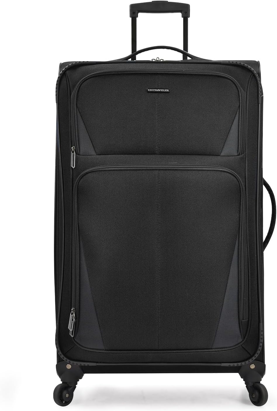 U.S. Traveler Aviron Bay Expandable Softside Luggage with Spinner Wheels, Black, Large 30-Inch