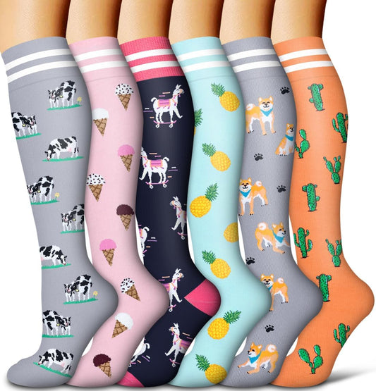 Copper Compression Socks for Women and Men(6 Pairs)-Best Support for Running, Athletic, Nursing, Travel