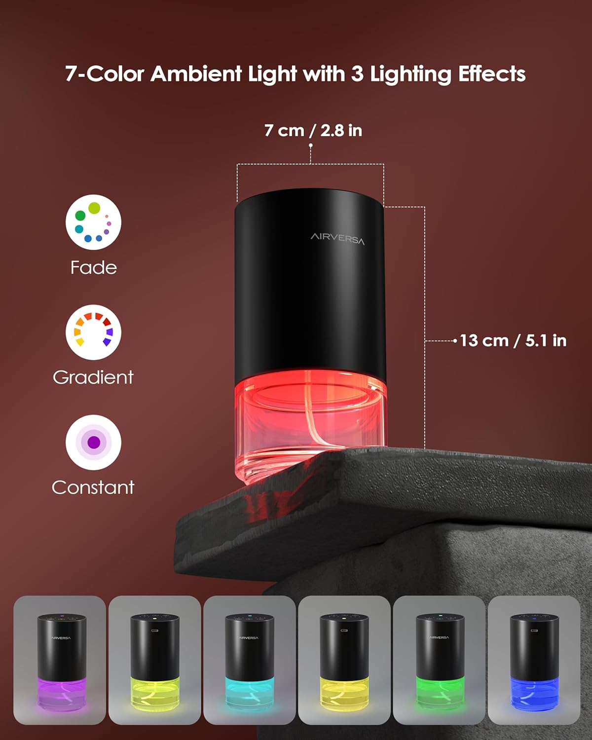 Airversa Essential Oil Diffuser Waterless Aromatherapy Diffusers for Home Large Room, Bedroom, Car, Office, Desk, Battery Operated, Small Diffuser for Pure Scent, 100mL Capacity, AN9 (Space Grey)