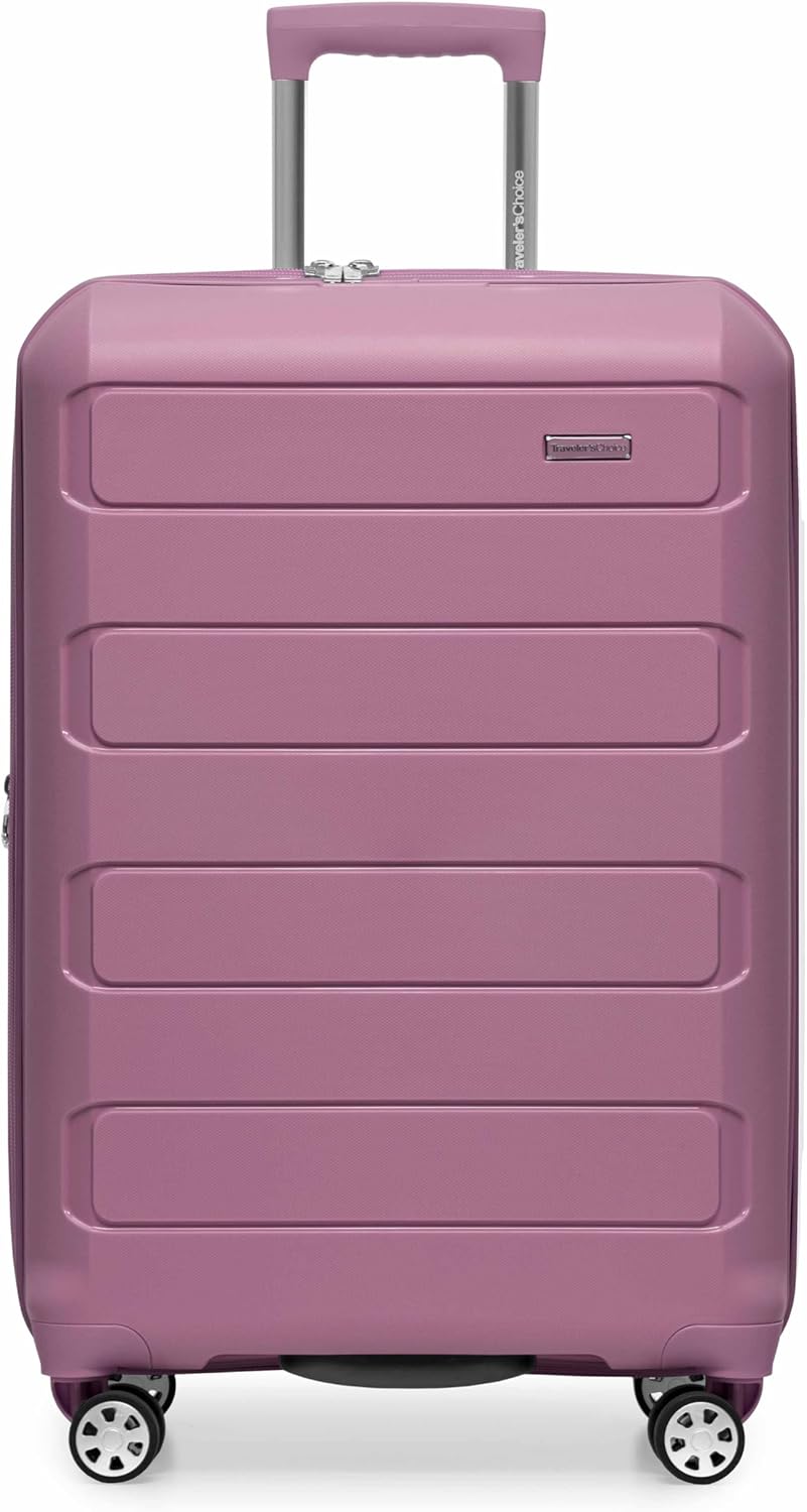 Traveler's Choice Pagosa Indestructible Hardshell Expandable Spinner Luggage, Mauve, 3-Piece Set (22/26/30)