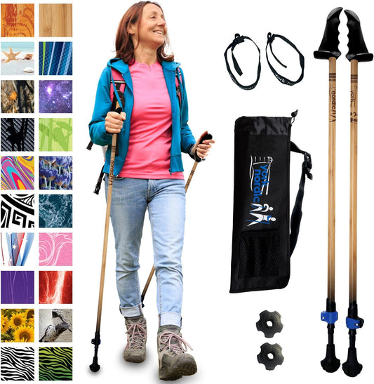 York Nordic Motivator Walking Poles for Balance and Rehab - Patented Stability Grips - Lightweight, Adjustable, and Collapsible - 2 Pieces Adjustable w/flip Locks - Heights 4'6" up to 6'2" - 230 lbs