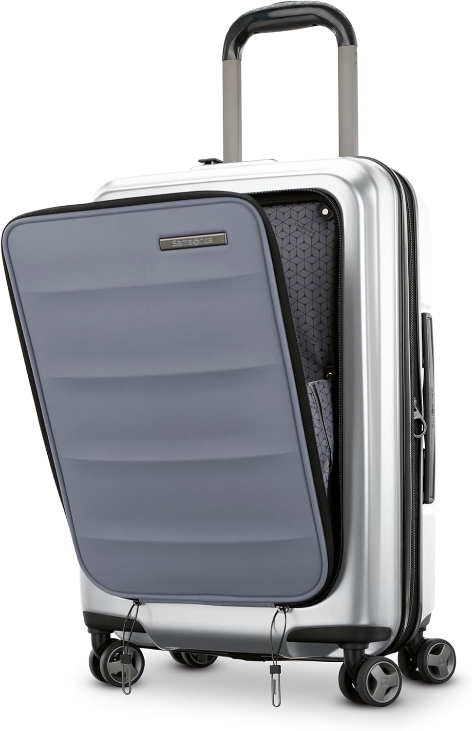 Samsonite 2 Piece Luggage Set with 21/28” Hardside Lightweight Octiv (Carry-On Pro with Front Pocket & Large Checked) Expandable, Four Spinner Wheels, Adjustable Handle, TSA Approved Lock - Silver