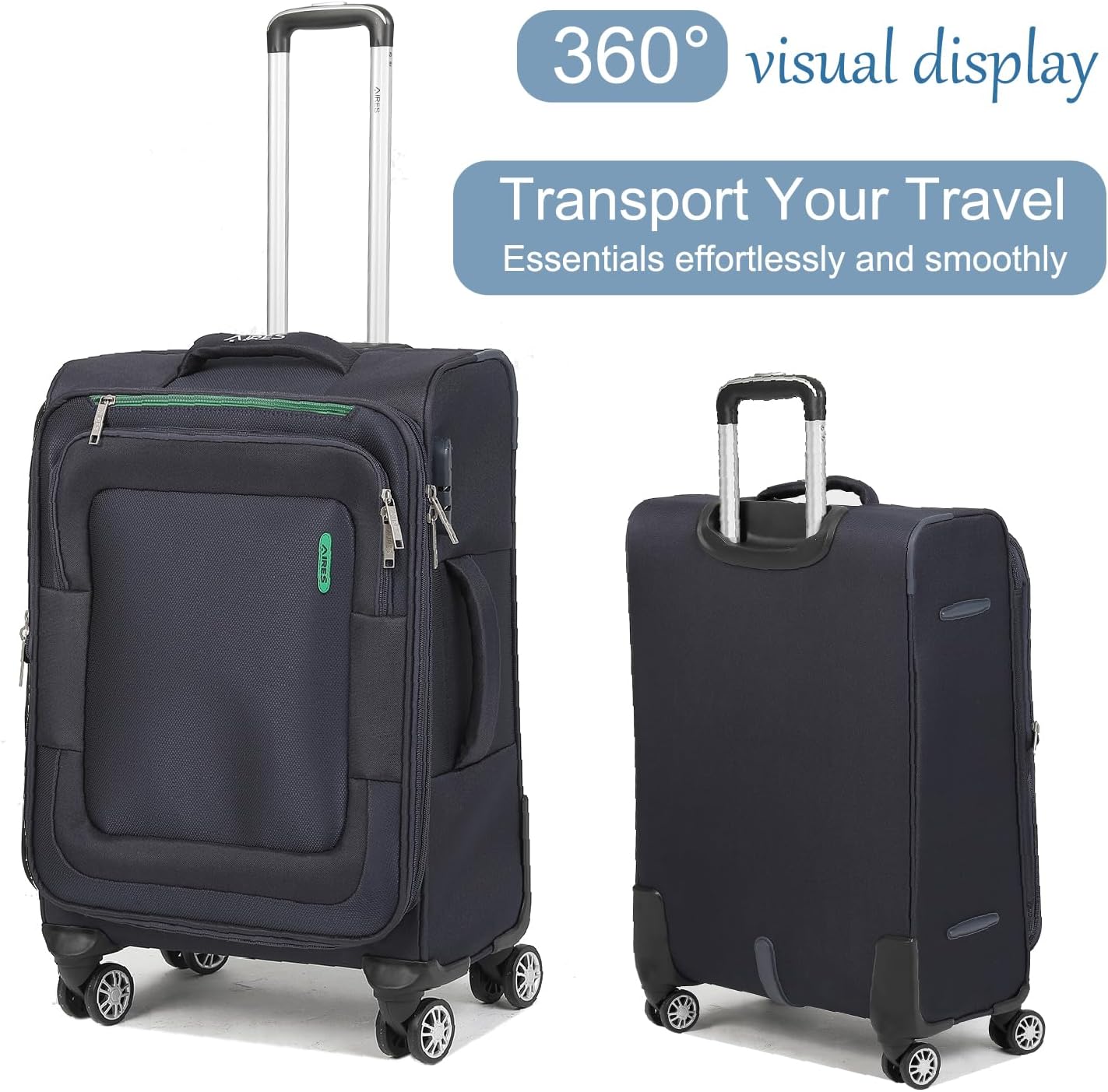 Softside Luggage Sets, Extra Large Expandable Suitcase Sets With Spinner Wheels and Combination Lock Red Luggage For Long Time Overseas Journey (Navy Blue) 22inch, 26inch, 30inch