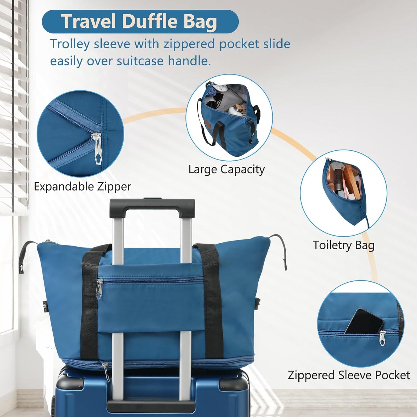 Merax Luggage Set 6 Piece Expandable Lightweight ABS Hardshell Travel Suitcases with Wheels, Corner Guards (Blue, 6 piece set)