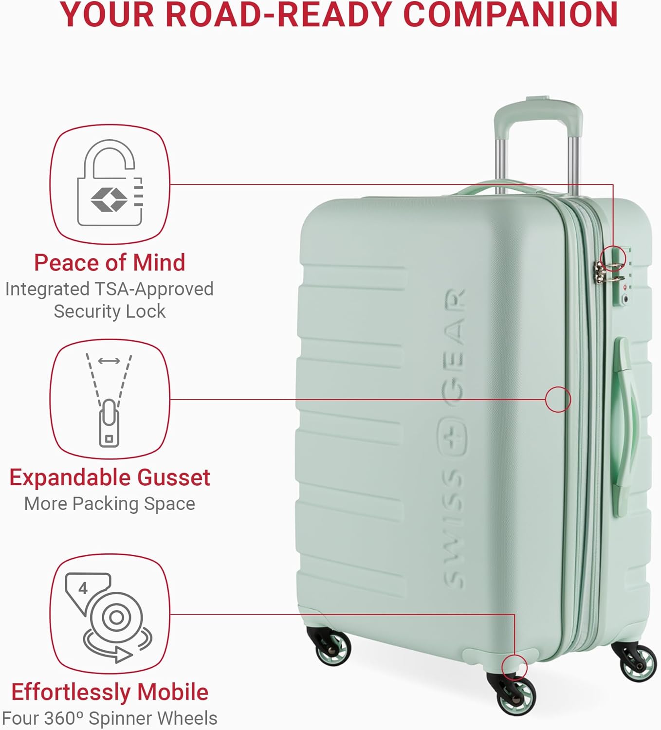 SwissGear 7366 Signature Hardside Expandable Luggage with Spinner Wheels, TSA Lock, Clearly Aqua, Checked-Medium 23-Inch