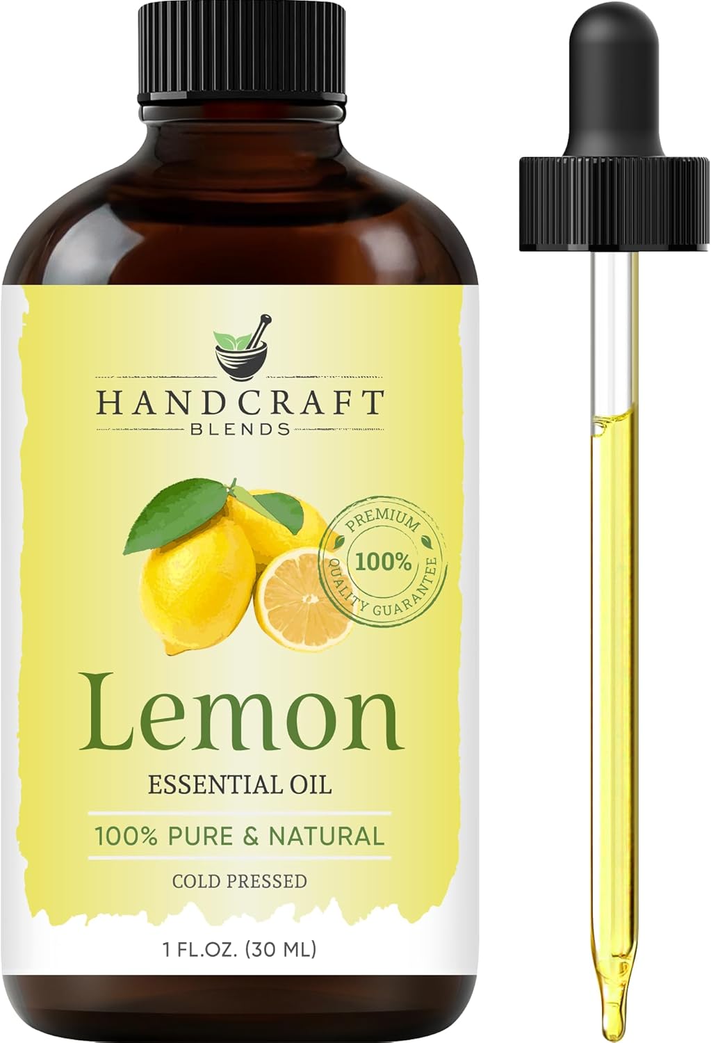 Handcraft Blends Lemon Essential Oil – 1 Fl Oz – 100% Pure and Natural – Premium Grade Essential Oil for Diffuser and Aromatherapy, Skin, Massage, Candle and Soap Making Fragrance