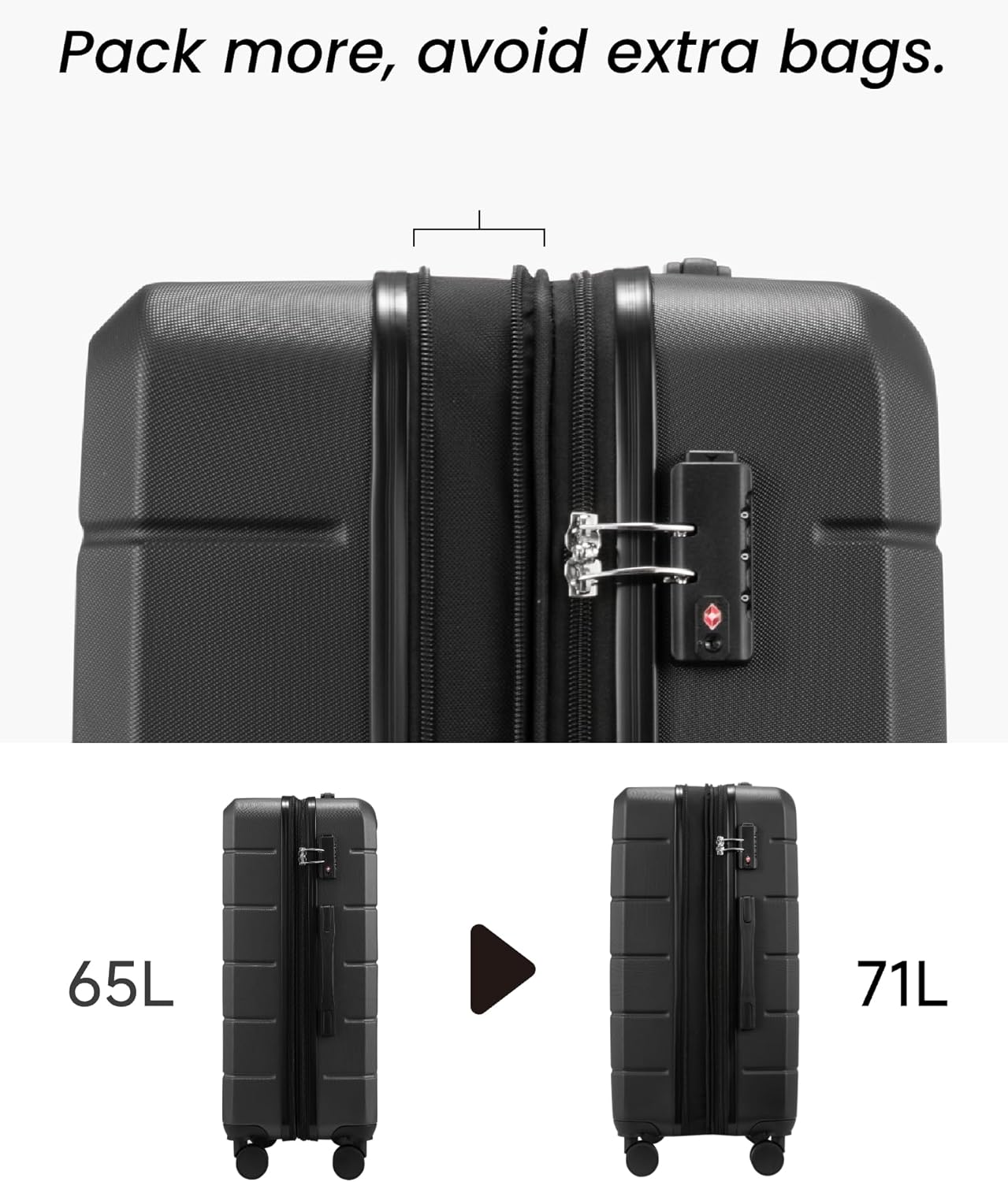 24 Inch Luggage with Spinner Wheels, Expandable Hardside Medium Checked Suitcase, White Brown