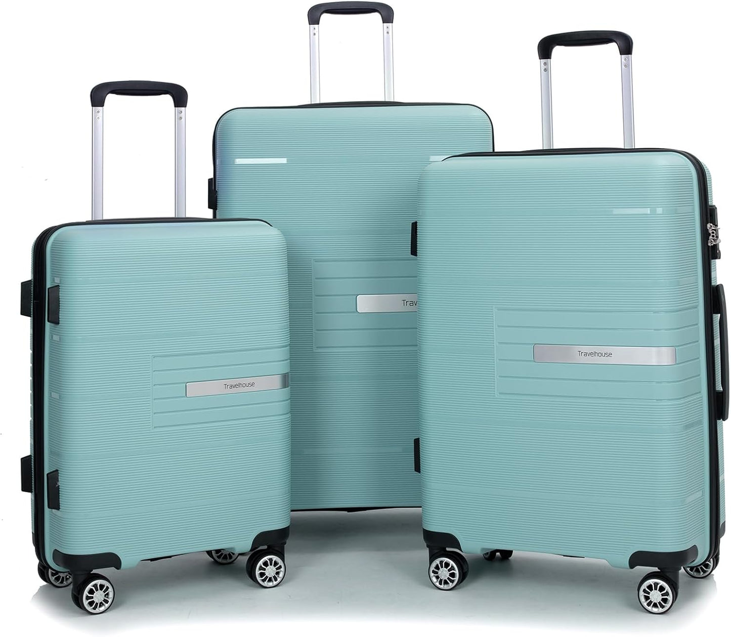 Luggage 3 Piece Sets Suitcase Set with Double Spinner Wheels, Lightweight Carry On Hardside Travel Luggage with TSA Lock, (20/24/28) (Light Green)