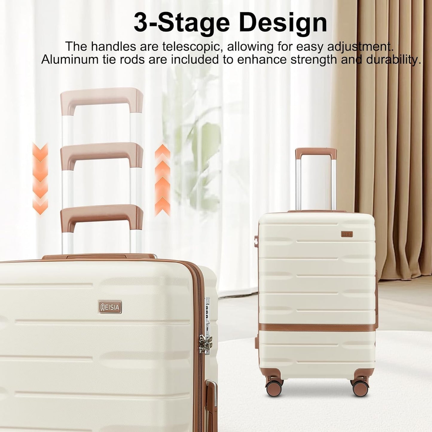 Carry On Luggage 3 Piece Lightweight Travel Luggage Set,22x14x9 Airline Approved,YKK Zippers Expandable Hard Shell Suitcase with Spinner Wheels TSA Lock (Black, 3 Piece Sets (20/DB/TB))