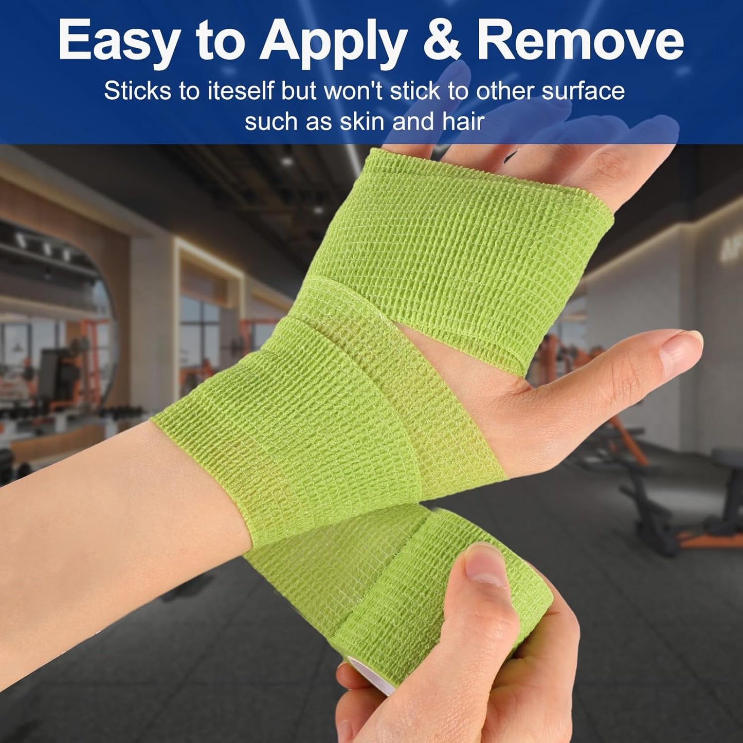 LDIWEE 24 Pack Self Adhesive Bandage Wrap 4 inch, Elastic Cohesive Bandage Wrap Vet Wrap for Dogs, Grip Tape for Athletic, Sports, Wrist, Ankle Sprains, Swelling