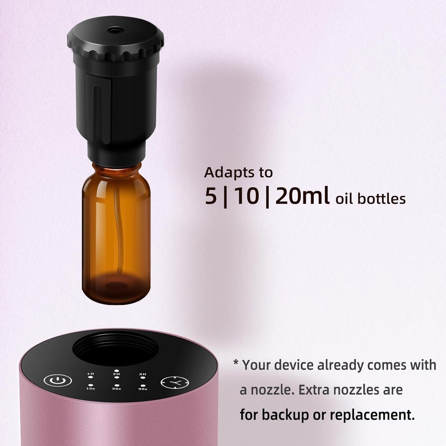 Waterless Essential Oil Diffuser for Home Battery Operated Cordless Scent Diffuser with Timing & 3 Mist Levels car Diffuser， Aluminum Alloy