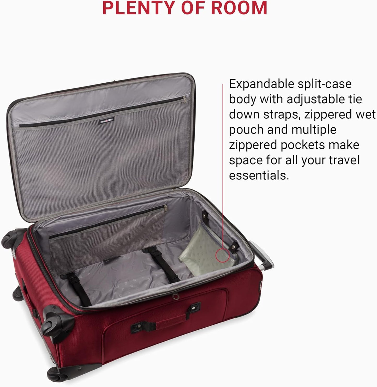 SwissGear Sion Softside Expandable Roller Luggage, Burgundy, 3-Piece Set (21/25/29)