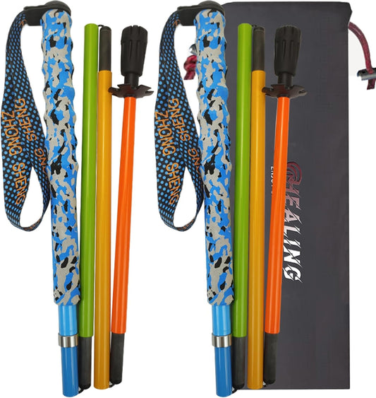 Carbon Fiber Trekking Poles 2-Pack - Ultra Lightweight 10oz, Collapsible 3-Piece Folding Design with Anti-Shock, Moisture-Wicking Cork Grips for Hiking, Mountaineering
