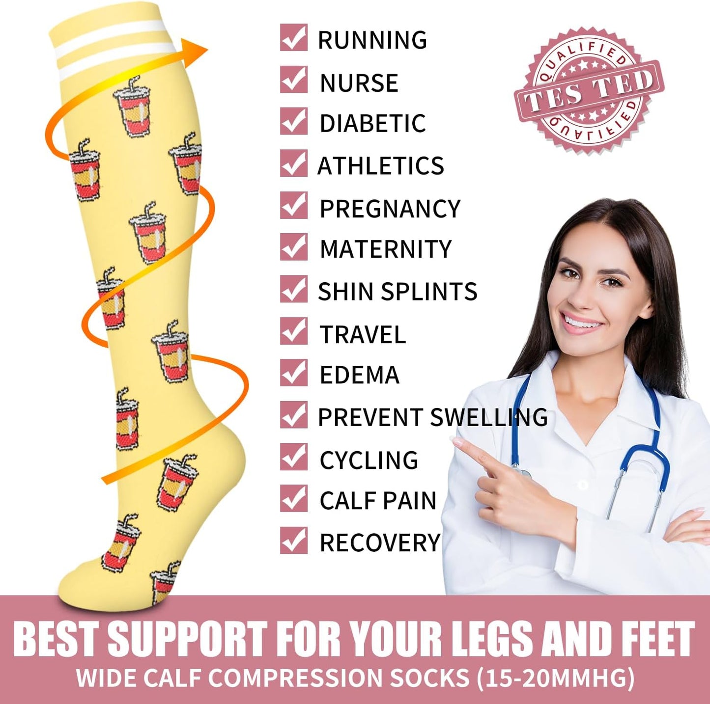 Bluemaple Compression Socks for Women & Men Circulation (6 Pairs) 15-20 mmHg is Best Support for Athletic Running Cycling