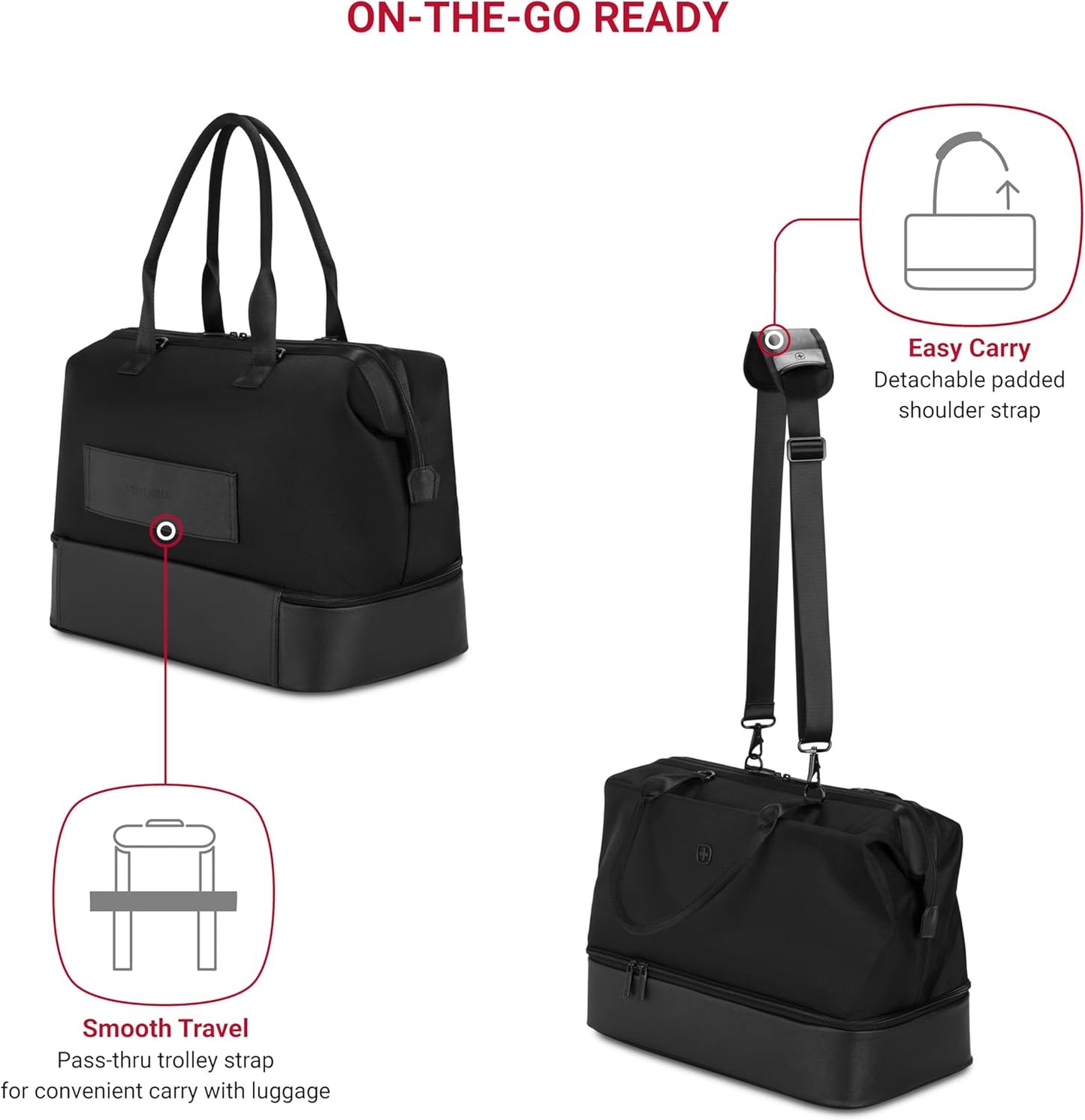 SwissGear 7366 Hardside Expandable Luggage with Spinner Wheels, Black, 2-Piece Set (Weekender/27)