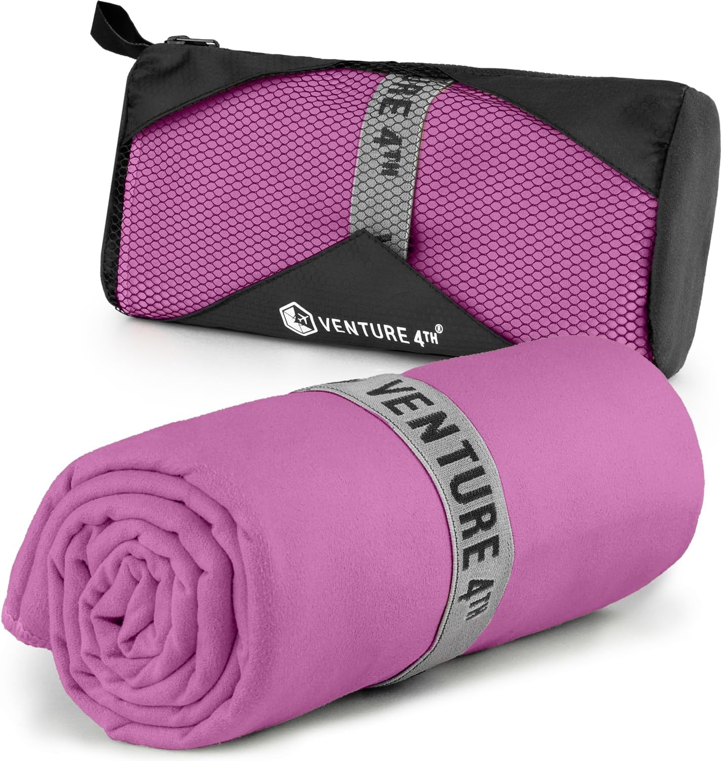 VENTURE 4TH Quick Dry Towel. Microfiber Travel Towel Ideal for Camping, Hiking, Backpacking, Gym. Lightweight & Fast Drying Travel Towels for Body. Compact & Easy to Pack - Purple Extra Large