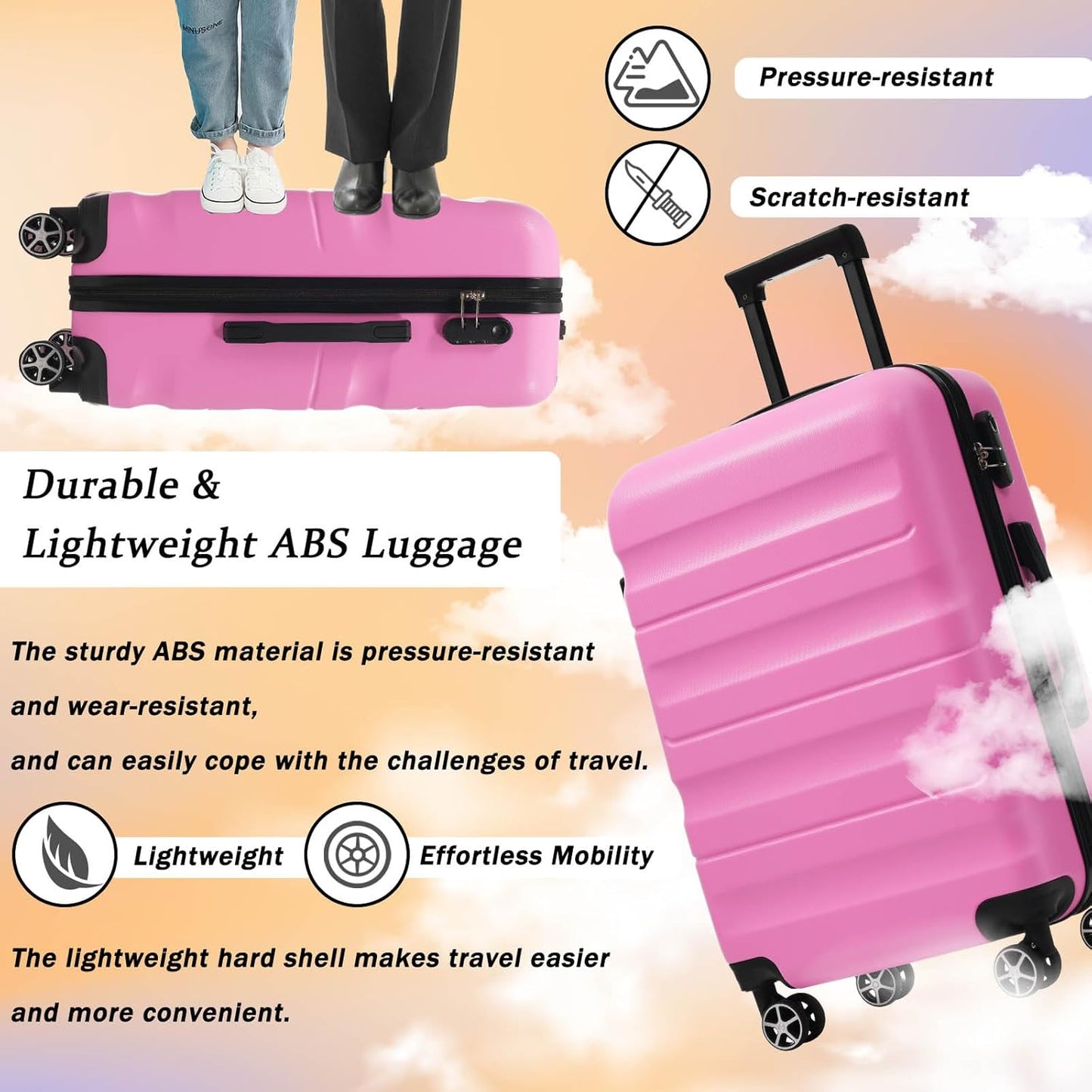 Merax Luggage Set 13 Piece, Hardshell ABS Suitcases with 8 Silent Spinner Wheels, Durable and Lightweight Travel Luggage for Family Trips