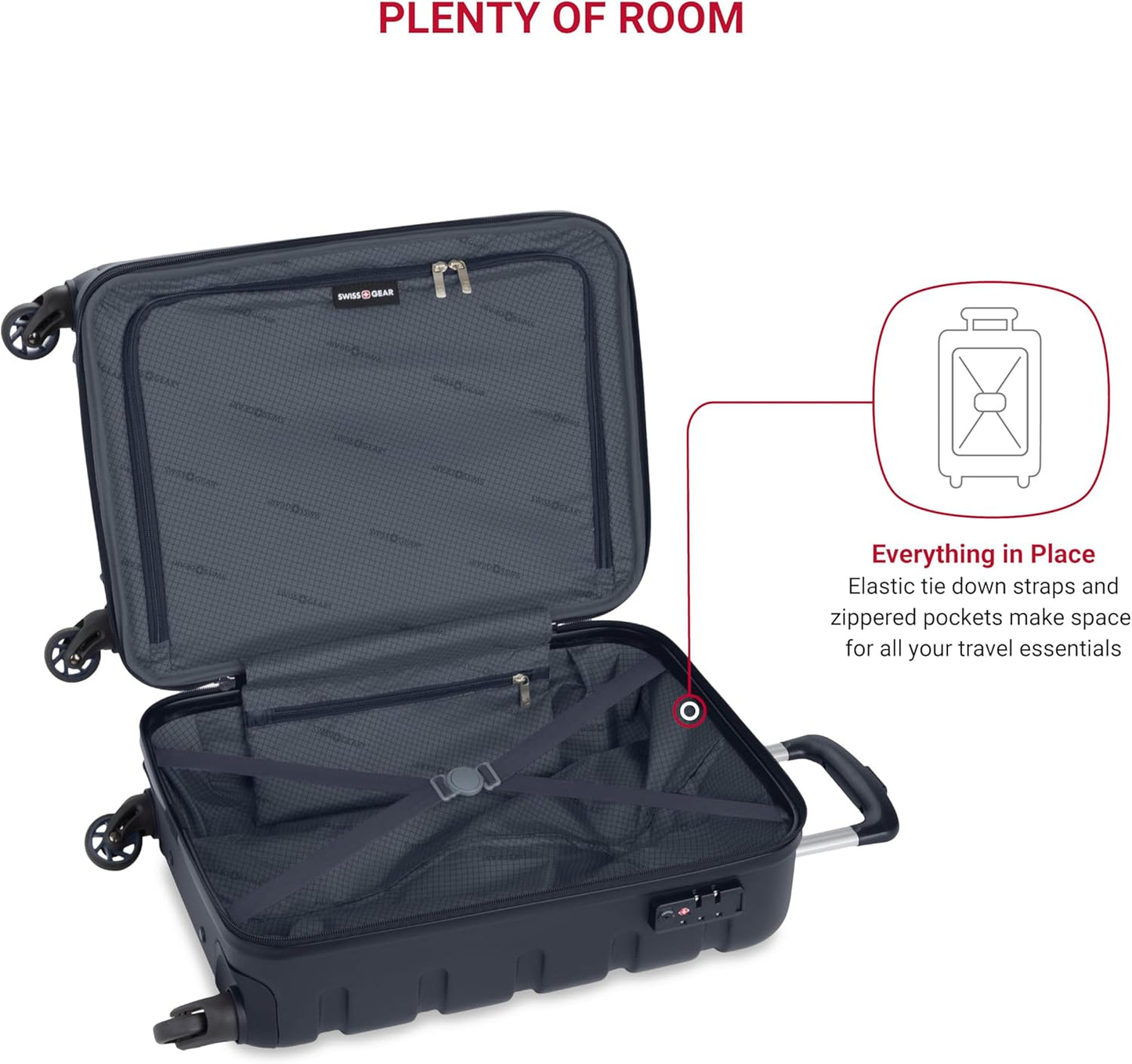 SwissGear 7366 Hardside Expandable Luggage with Spinner Wheels, Navy, Carry-On 19-Inch