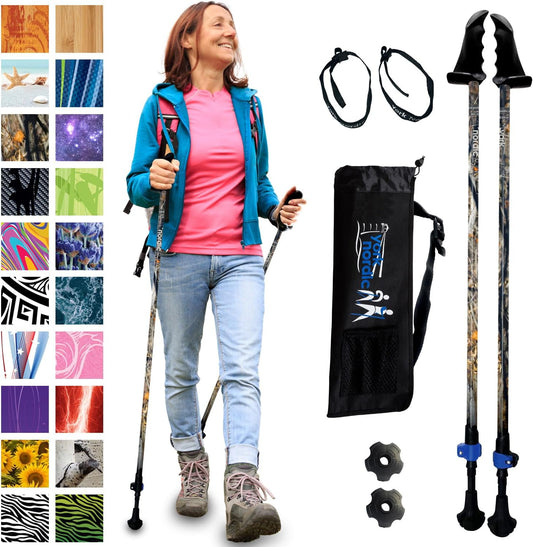 York Nordic Motivator Walking Poles for Balance and Rehab - Patented Stability Grips - Lightweight, Adjustable, and Collapsible - 2 Pieces Adjustable w/flip Locks - Heights 4'6" up to 6'2" - 230 lbs