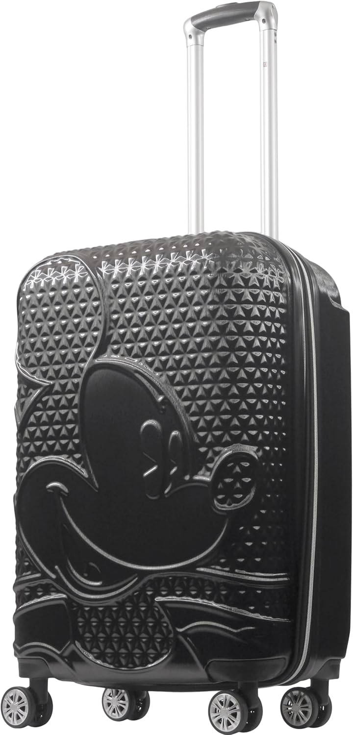 FUL Disney 26 Inch Rolling Luggage, Hardshell Suitcase with Spinner Wheels, Mickey Mouse-Black