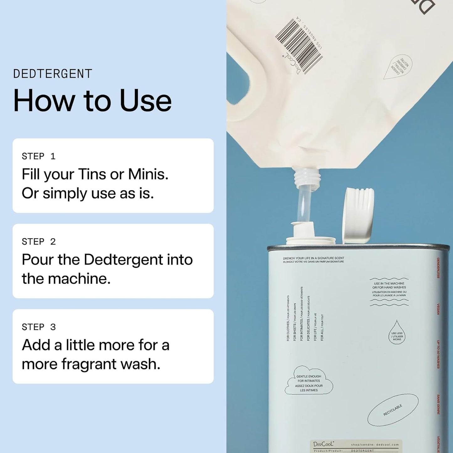 DedCool Liquid Laundry Dedtergent | Xtra Milk | Luxurious Fragrance Detergent | Removes Stains | Infused with Natural Essential Oils | Non-Toxic | 120 Washes | 64 Fl. Oz.