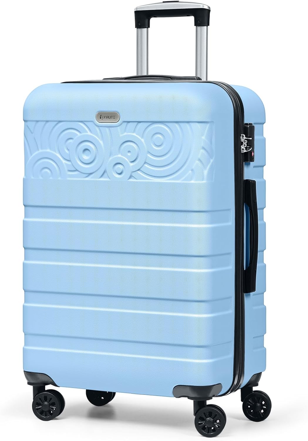 Krute Suitcases with Wheels Checked Luggage 24 Inch Lightweight PC ABS TSA Lock Hard Side Travel Suitcase