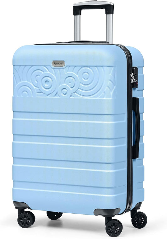 Krute Suitcases with Wheels Checked Luggage 24 Inch Lightweight PC ABS TSA Lock Hard Side Travel Suitcase