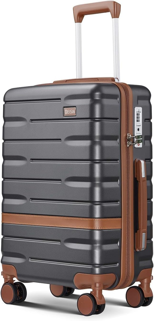 Carry On Luggage Sets,20 Inch Carry-on Suitcase with Spinner Wheels,PC+ABS Lightweight Hardshell with TSA lock,Airline Approved YKK Zippers (gray)