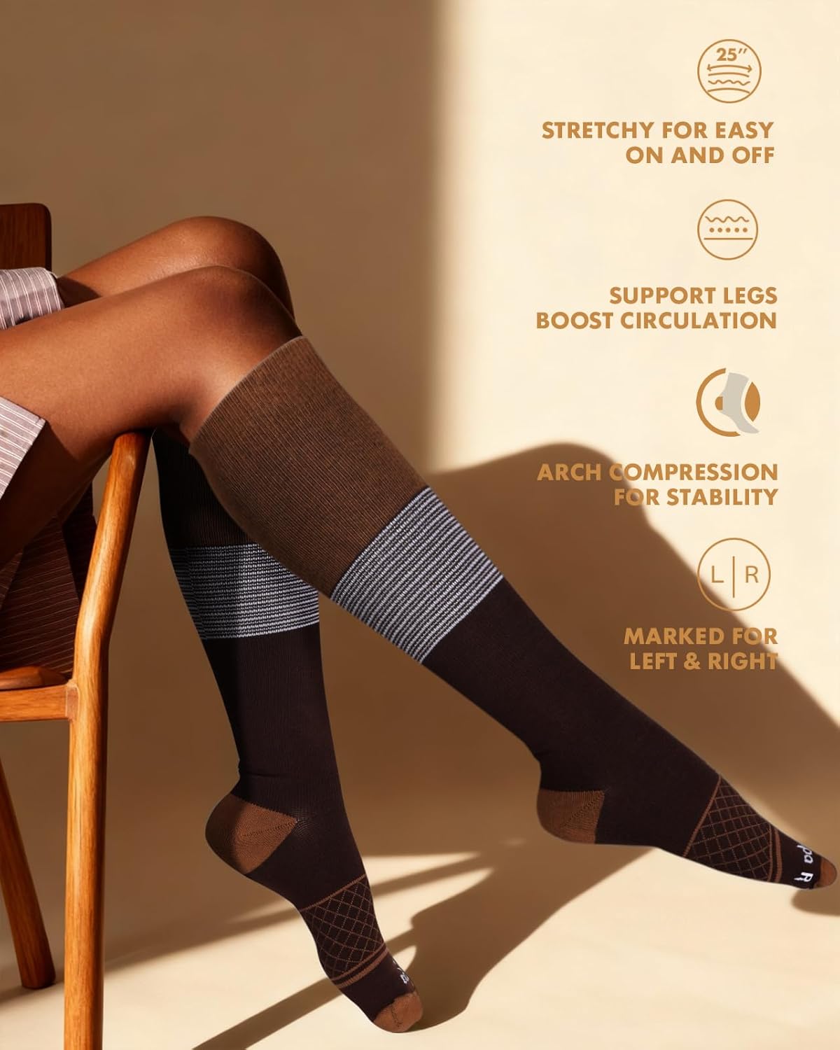 Cotton Compression Socks for Women Men - 2 Pairs 20-30mmHg Circulation Grid Arch Support Socks, Breathable
