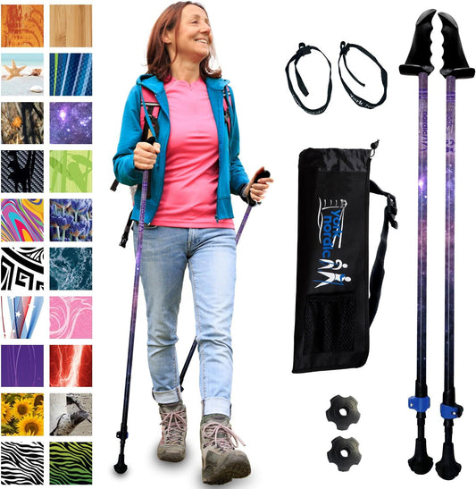 York Nordic Motivator Walking Poles for Balance and Rehab - Patented Stability Grips - Lightweight, Adjustable, and Collapsible - 2 Pieces Adjustable w/flip Locks - Heights 4'6" up to 6'2" - 230 lbs